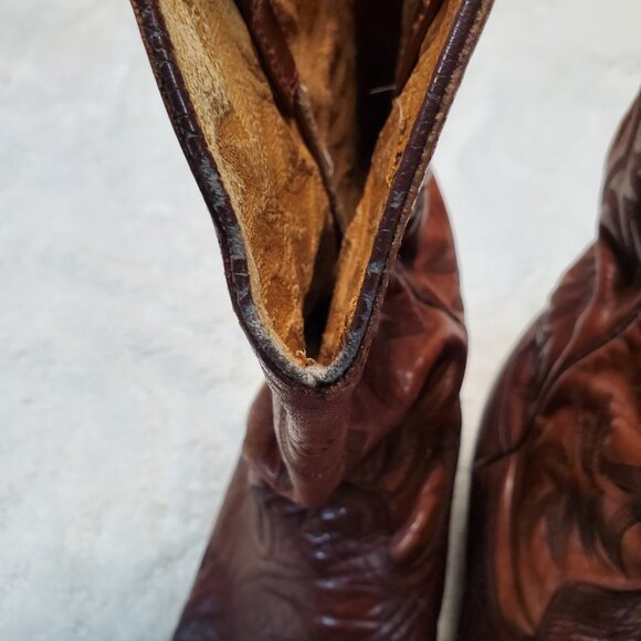 Ariat Tan Cowboy Leather Heel Boot Men 9 EE Western Country Stitched Rodeo Ranch - Picture 8 of 15